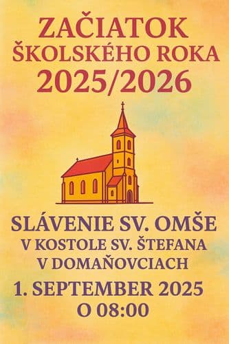 Srdečne Vás pozývame na otvorenie nového školského roka slávením svätej omše