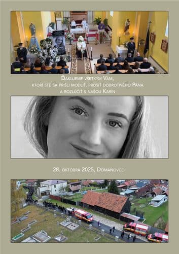 Ďakujeme všetkým Vám, ktorí ste sa prišli rozlúčiť s našou Karín